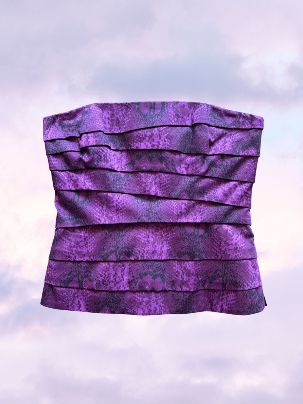 WHBM Snake Print Bustier Top | Size 4 | Purple Black Strapless